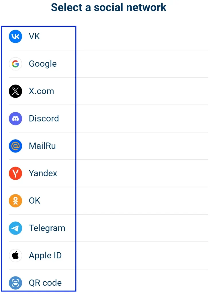 Registrasi via Social Media di 1xBet mobile app